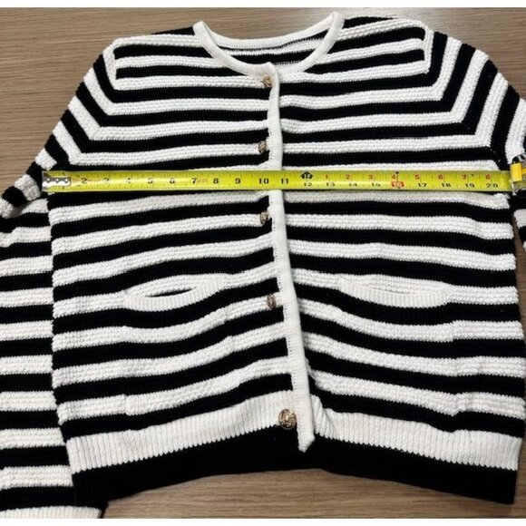 Lillusory Striped Soft Knit Cardigan Sweater Blazer w/Gold Buttons & Pockets Sm - Picture 6 of 8